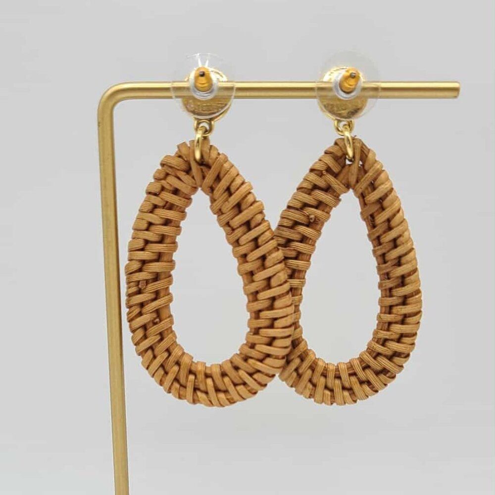 J Crew Gold Tone Raffia Drop Earrings NWOT!